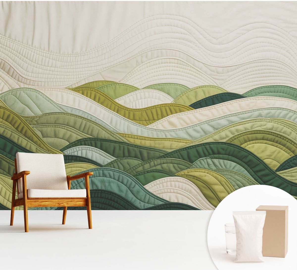 Wallfluent Fotobehang - Groente Vliesbehang - 312x219 cm - Stoffenheuvels Muurschildering - Slaapkamer behang Achtergronden En Patronen - Fotobehang Vlies - Slaapkamer behang
