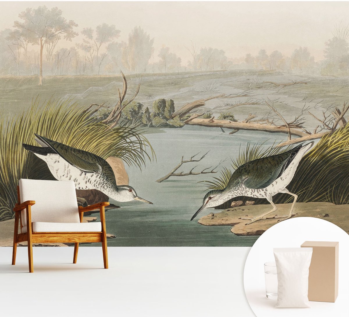 Wallfluent Fotobehang - Beige Vliesbehang - 312x219 cm - Een Vredig Landschap Fotobehang Vlies - Hal behang Landschappen - Muurschildering - Woonkamer behang