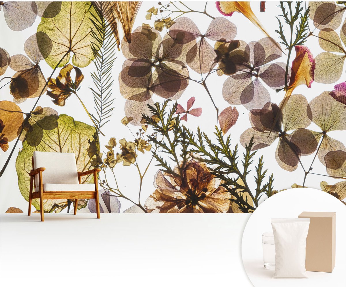 Wallfluent Fotobehang - Groente Vliesbehang - 416x254 cm - Natuurlijke Samenstelling Muurschildering - Slaapkamer behang Bloemen En Planten - Fotobehang Vlies - Gang behang