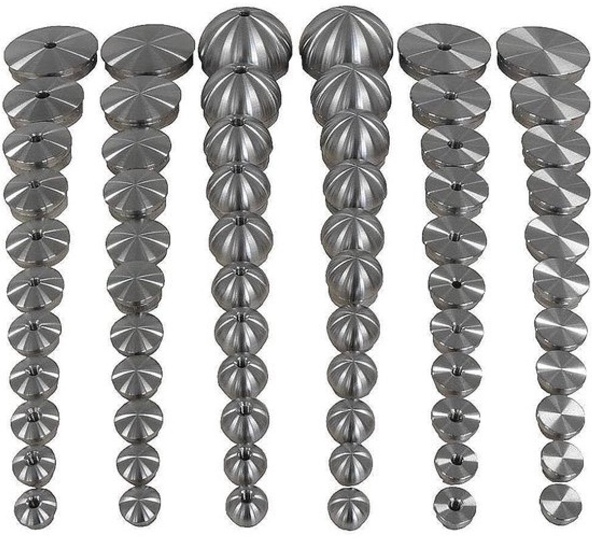 6 stuks RVS-eindkappen - Halfrond voor buis 33,7 mm - Met 2 mm wanddikte