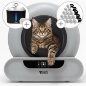 Vivex® Automatische Kattenbak + 15 rollen – met Drinkfontein + 6 Filters en Cleaning Tool – Zelfreinigende Kattenbak - Elektrische Kattenbak Inclusief App – 75L - incl Matje - XXL