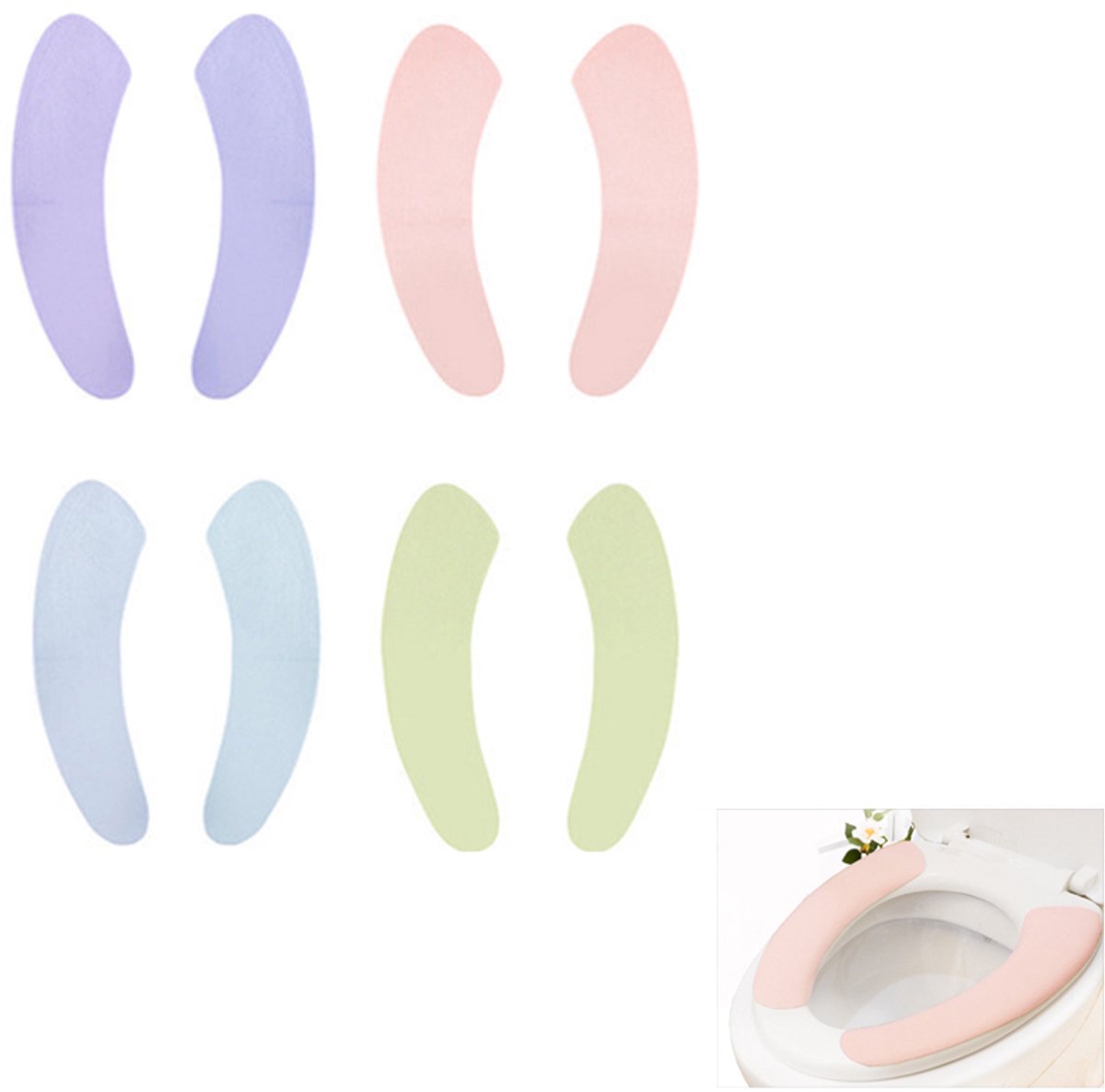 4-paar Toiletbrilhoes - Toiletbril Cover - WC Bril Cover - Warme Toiletbril hoes - - Herbruikbare WC-Brilhoesje - Wasbaar - Adsorbeerbaar - Snijbaar - Zacht - 38 × 11 cm - Geschikt voor gezinsbadkamers - Veelkleurig