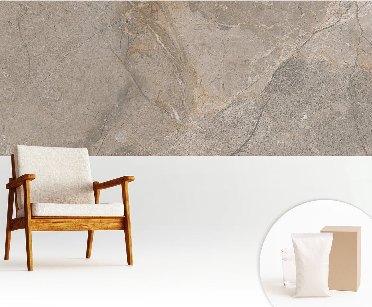 Wallfluent Fotobehang - Grijs Vliesbehang - 250x104 cm - Natuurlijke Elegantie Muurschildering - Slaapkamer behang Texturen - Fotobehang Vlies - Slaapkamer behang