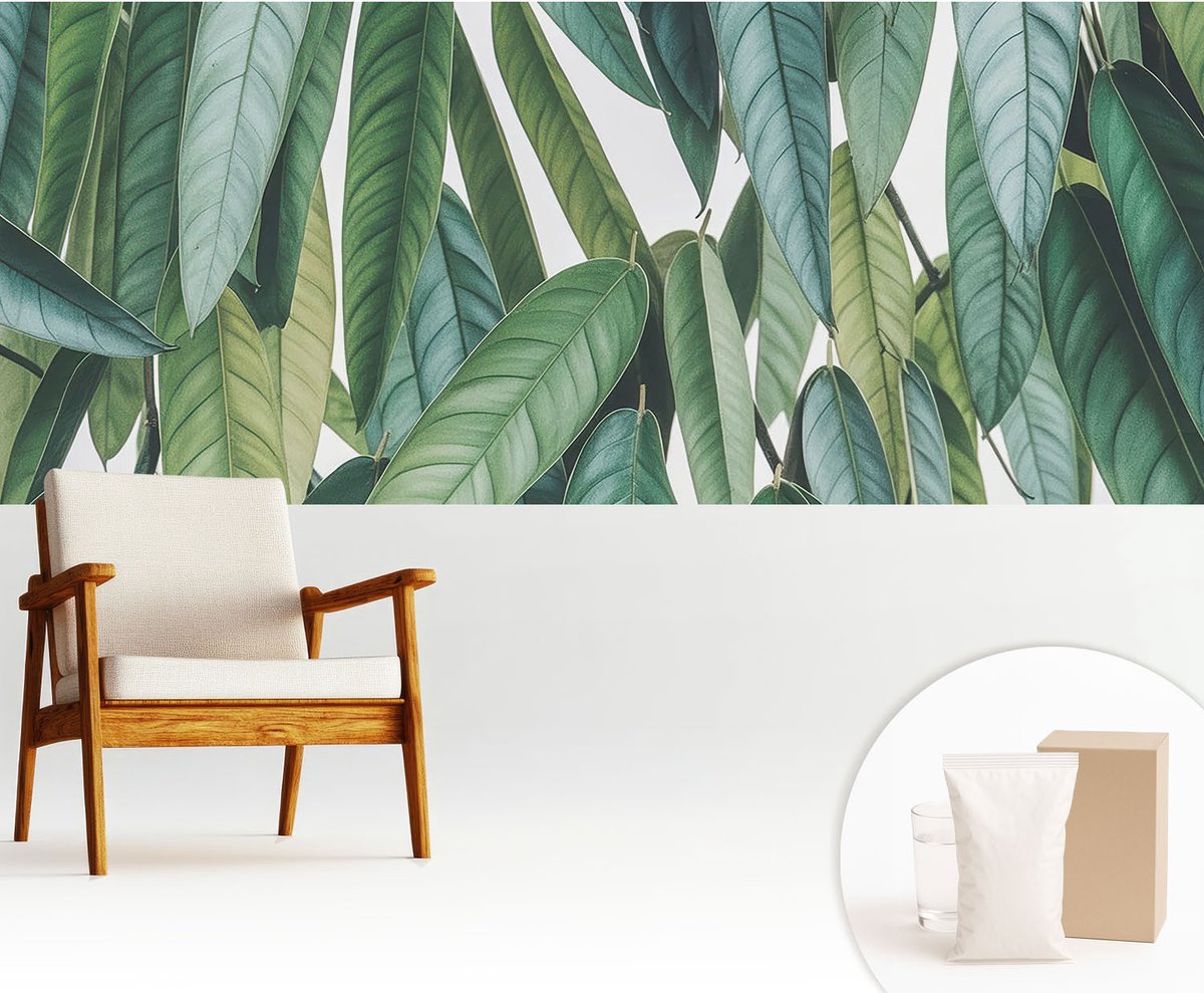 Wallfluent Fotobehang - Groente Vliesbehang - 250x104 cm - Natuurlijke Bladeren Muurschildering - Gang behang Bloemen En Planten - Fotobehang Vlies - Slaapkamer behang