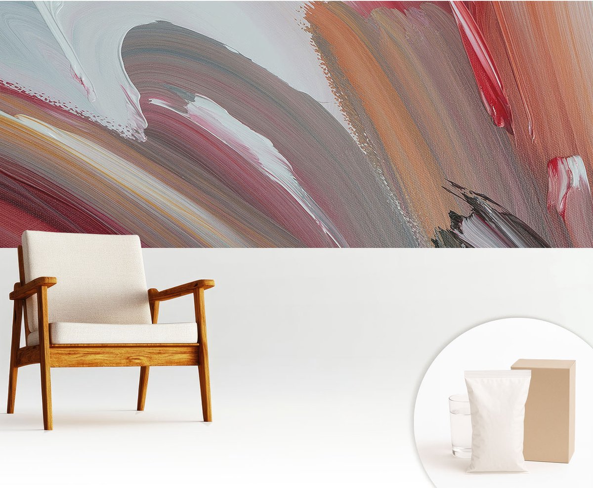 Wallfluent Fotobehang - Wit Vliesbehang - 250x104 cm - Schilderachtige Uitdrukking Muurschildering - Slaapkamer behang Abstractie - Fotobehang Vlies - Slaapkamer behang