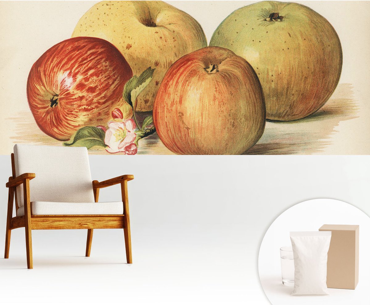 Wallfluent Fotobehang - Geel Vliesbehang - 250x104 cm - Appelbloesems Muurschildering - Gang behang Voedsel - Fotobehang Vlies - Slaapkamer behang
