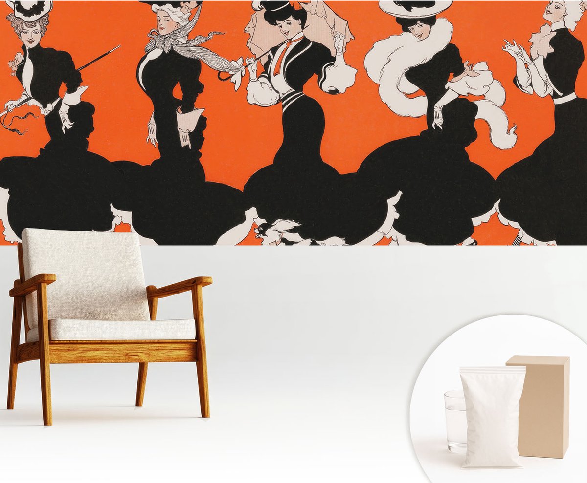 Wallfluent Fotobehang - Zwart Vliesbehang - 250x104 cm - Dameskleding Fotobehang Vlies - Hal behang Mensen - Muurschildering - Hal behang