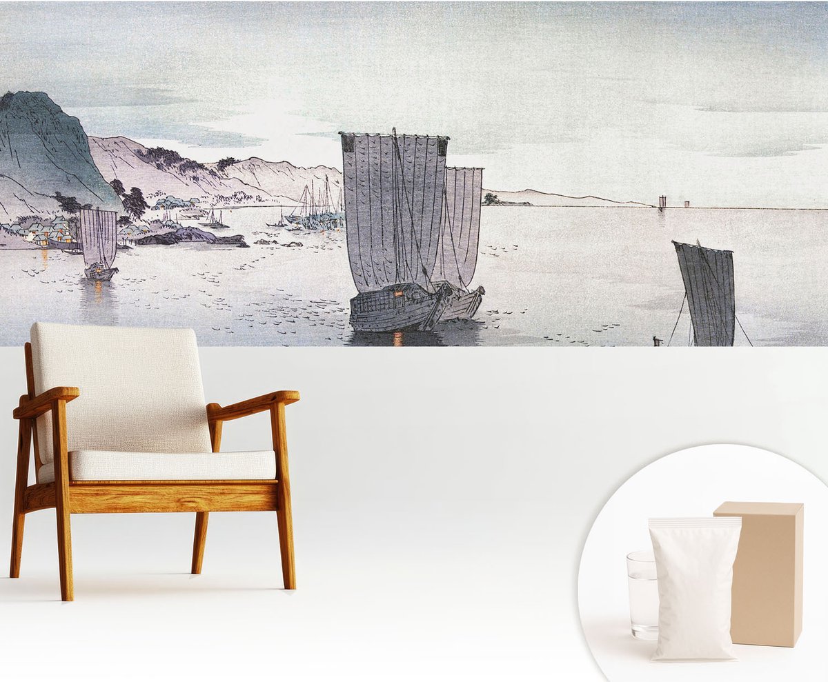 Wallfluent Fotobehang - Grijs Vliesbehang - 250x104 cm - Maritiem Landschap Muurschildering - Gang behang Landschappen - Fotobehang Vlies - Slaapkamer behang
