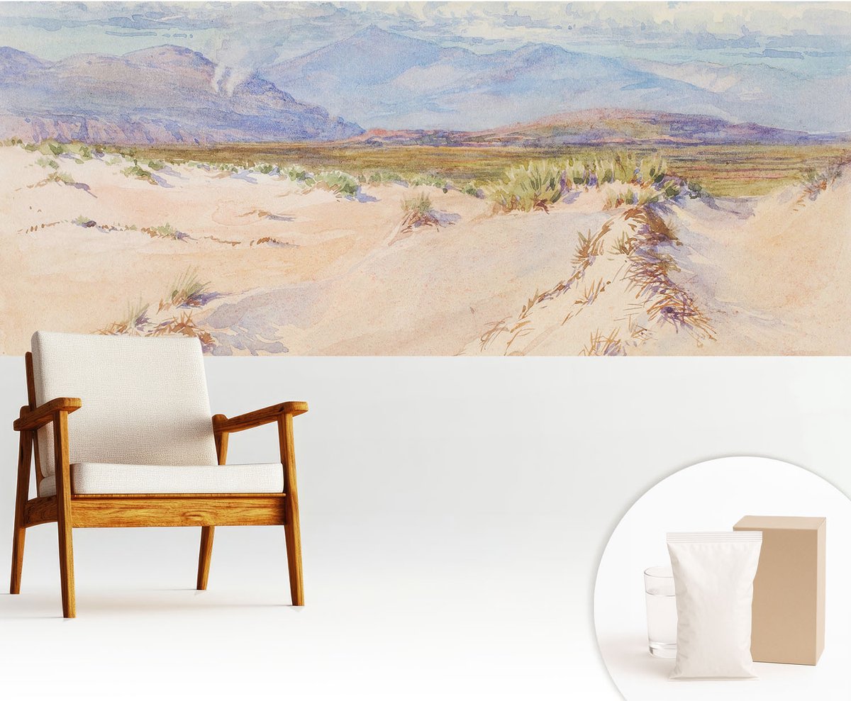 Wallfluent Fotobehang - Wit Vliesbehang - 250x104 cm - Woestijnlandschap Muurschildering - Slaapkamer behang Landschappen - Fotobehang Vlies - Slaapkamer behang