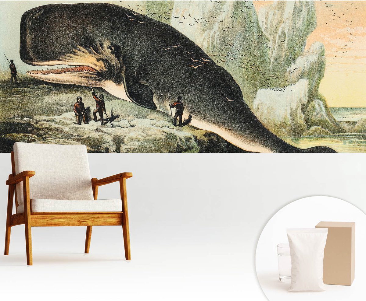 Wallfluent Fotobehang - Zwart Vliesbehang - 250x104 cm - Zeegigantisme Muurschildering - Slaapkamer behang Dieren - Fotobehang Vlies - Gang behang