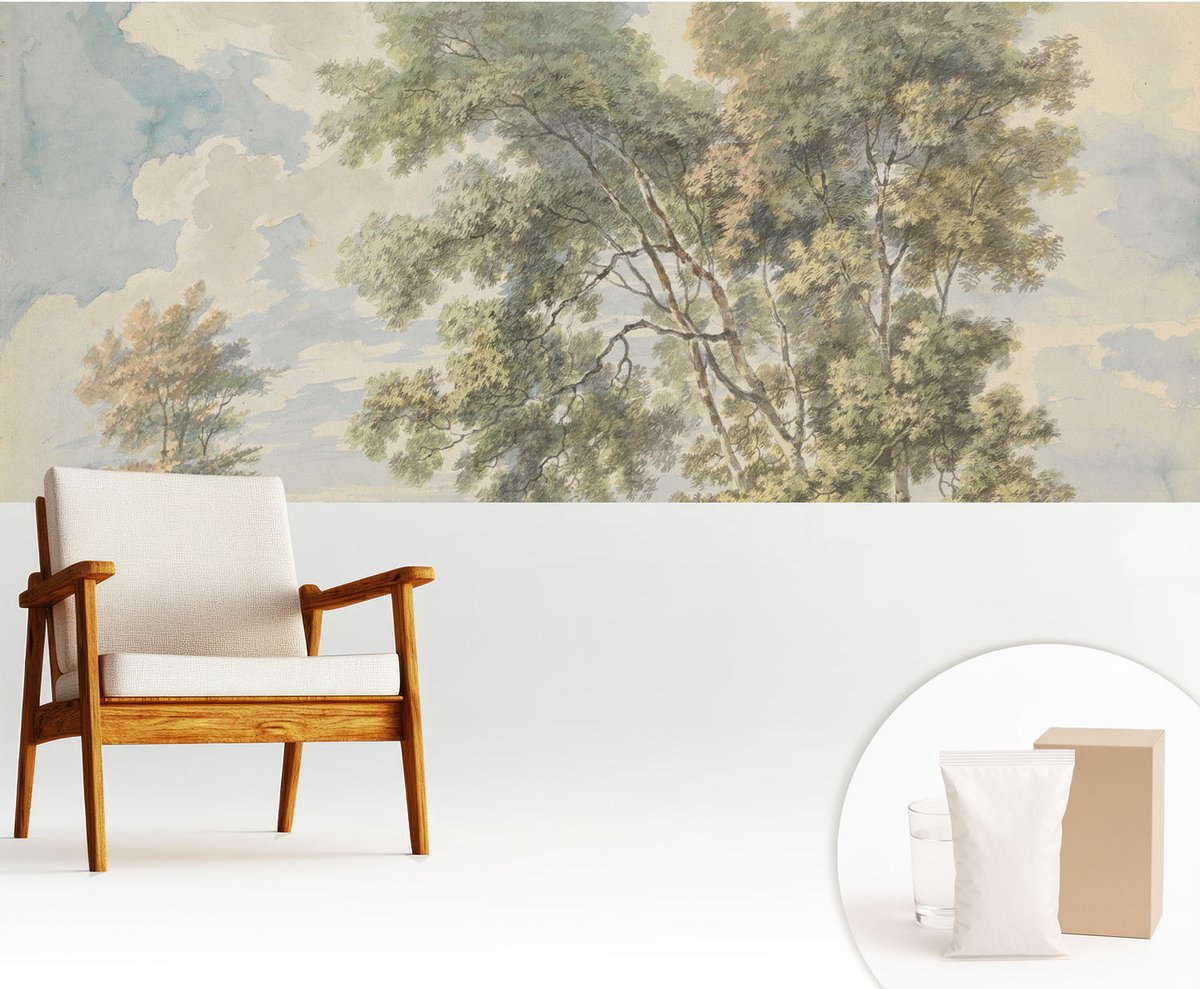 Wallfluent Fotobehang - Groente Vliesbehang - 250x104 cm - Romantische Natuur Fotobehang Vlies - Hal behang Landschappen - Muurschildering - Hal behang