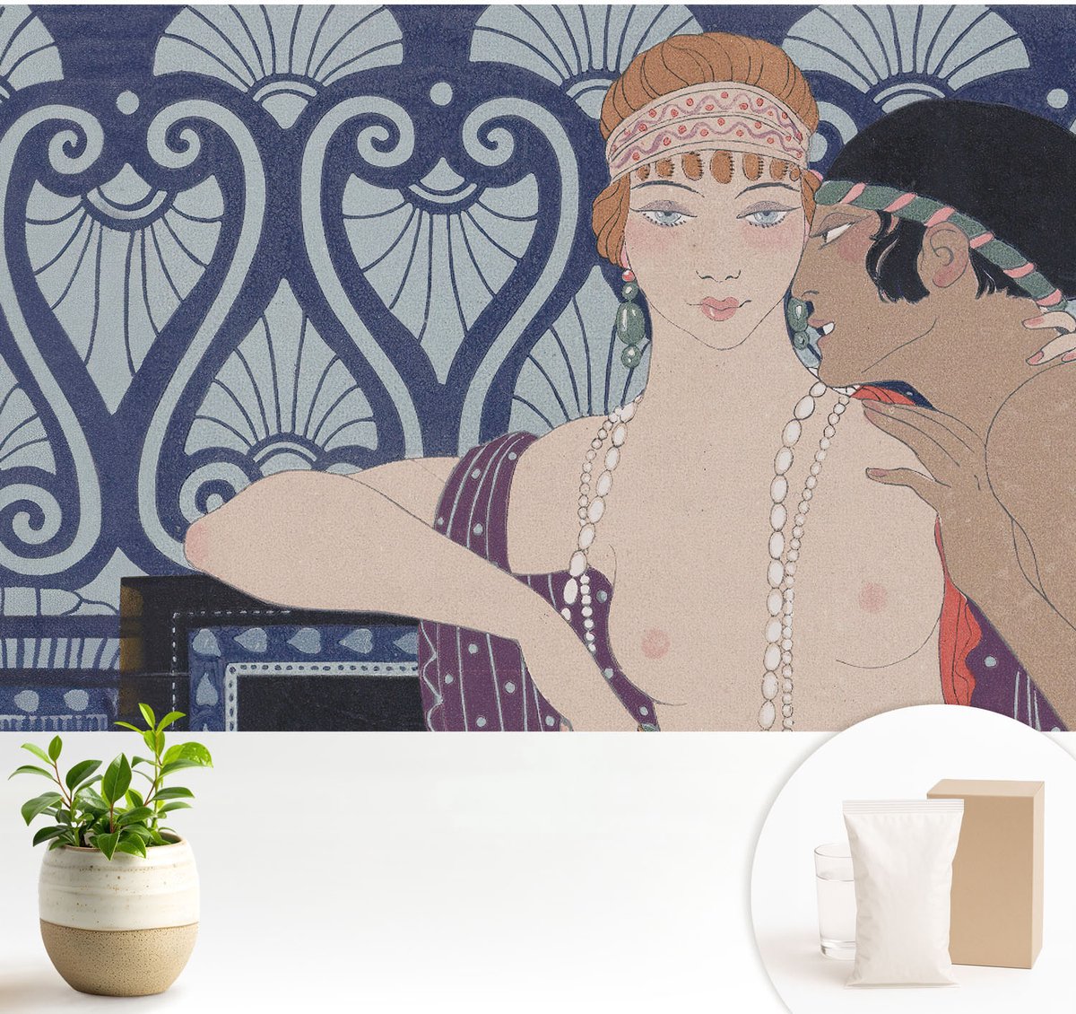Wallfluent Fotobehang - Marine Vliesbehang - 104x70 cm - Artistiek Echtpaar Fotobehang Vlies - Woonkamer behang Deel - Muurschildering - Woonkamer behang