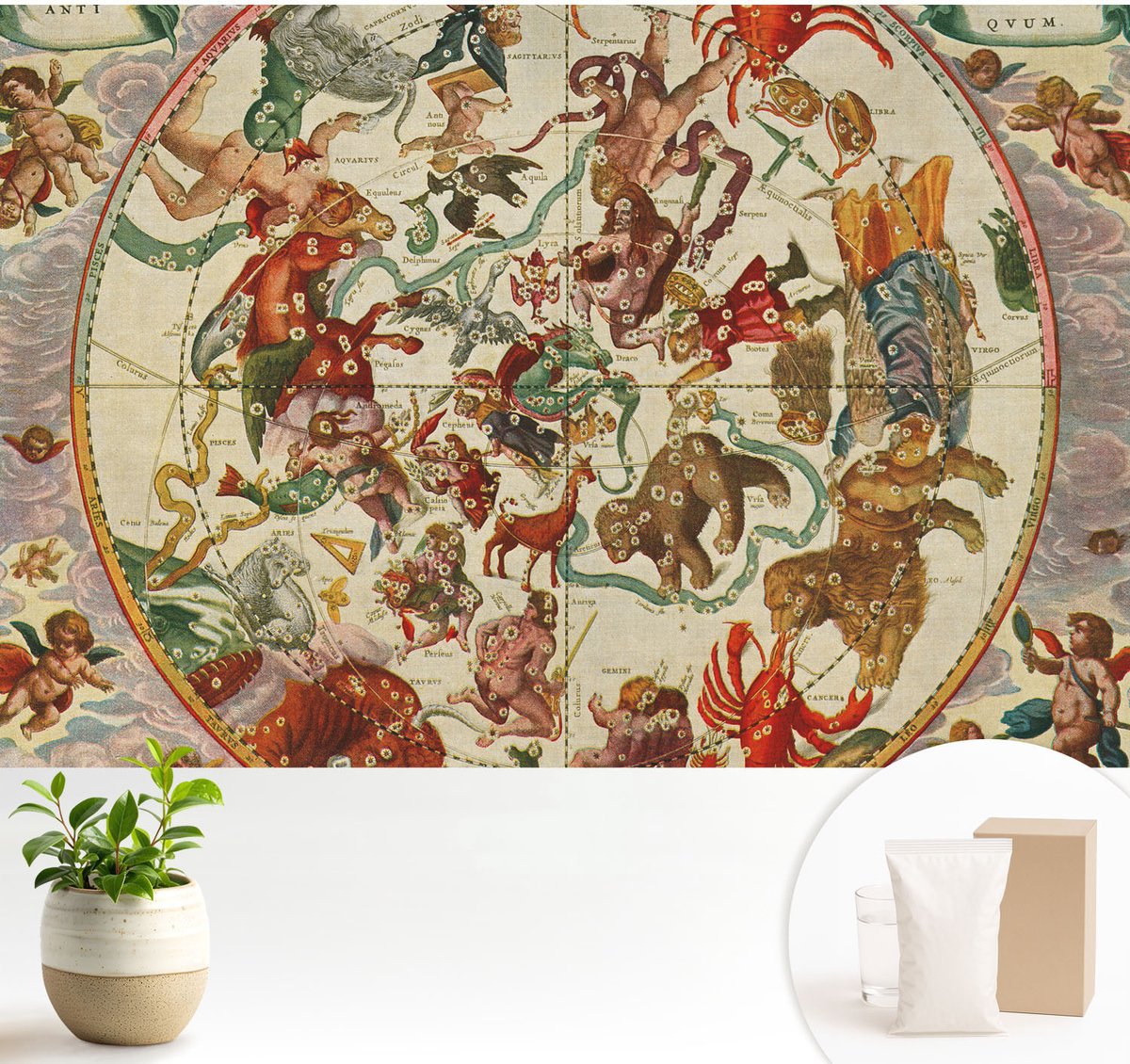 Wallfluent Fotobehang - Beige Vliesbehang - 104x70 cm - Sterrencomposities Muurschildering - Gang behang Kosmos - Fotobehang Vlies - Slaapkamer behang