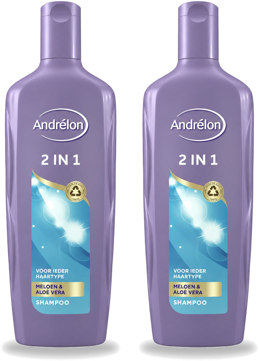 2 x Andrélon - 2-in-1 - Shampoo - Reinigt & Verzorgt - 300 ml - Bulkverpakking - 2 stuks