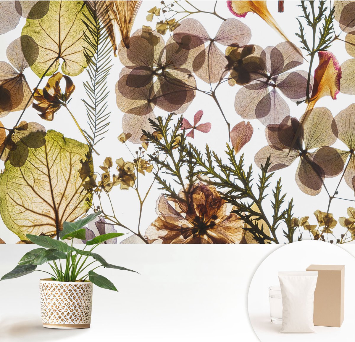 Wallfluent Fotobehang - Groente Vliesbehang - 152x104 cm - Natuurlijke Samenstelling Muurschildering - Gang behang Bloemen En Planten - Fotobehang Vlies - Gang behang