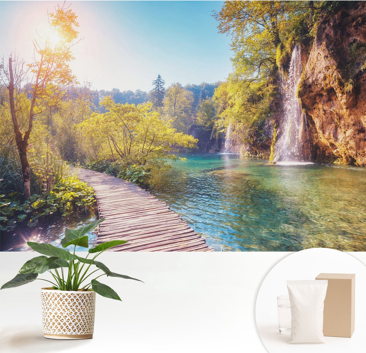 Wallfluent Fotobehang - Groente Vliesbehang - 152x104 cm - Natuurlijk Landschap Muurschildering - Slaapkamer behang Landschappen - Fotobehang Vlies - Slaapkamer behang