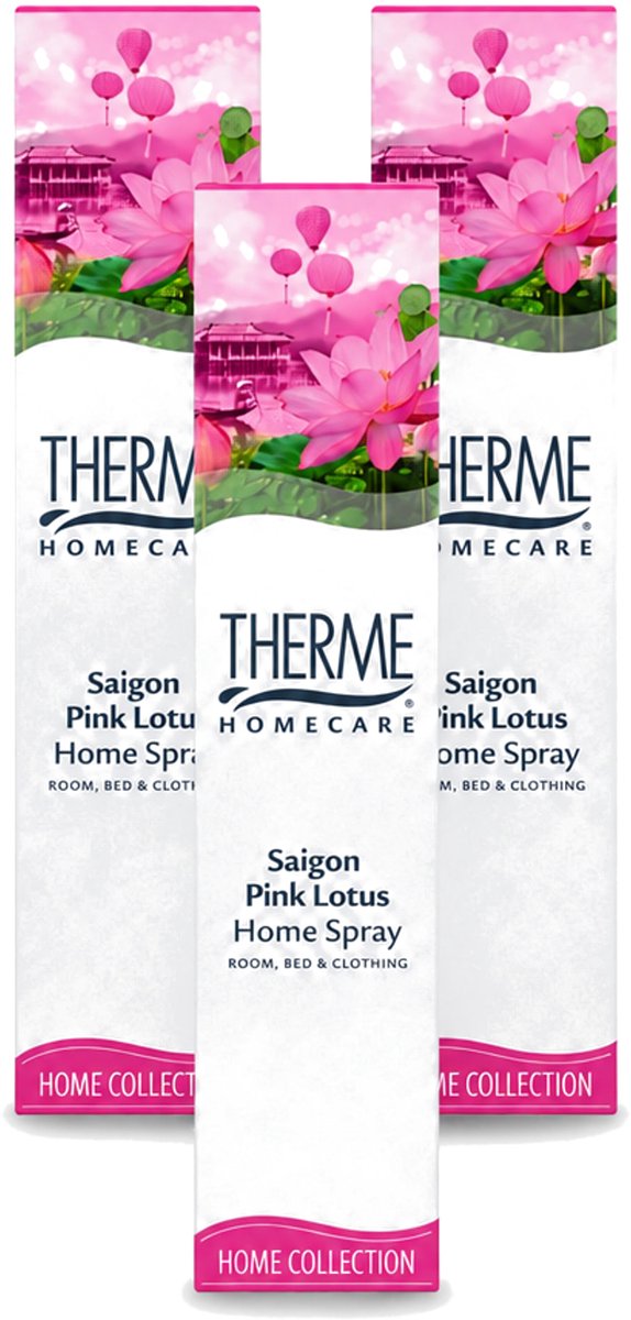 3 x Therme - Interieurspray - Saigon Pink Lotus - Oosterse Romantiek in Huis - 60 ml - Voordeelverpakking - 3 stuks