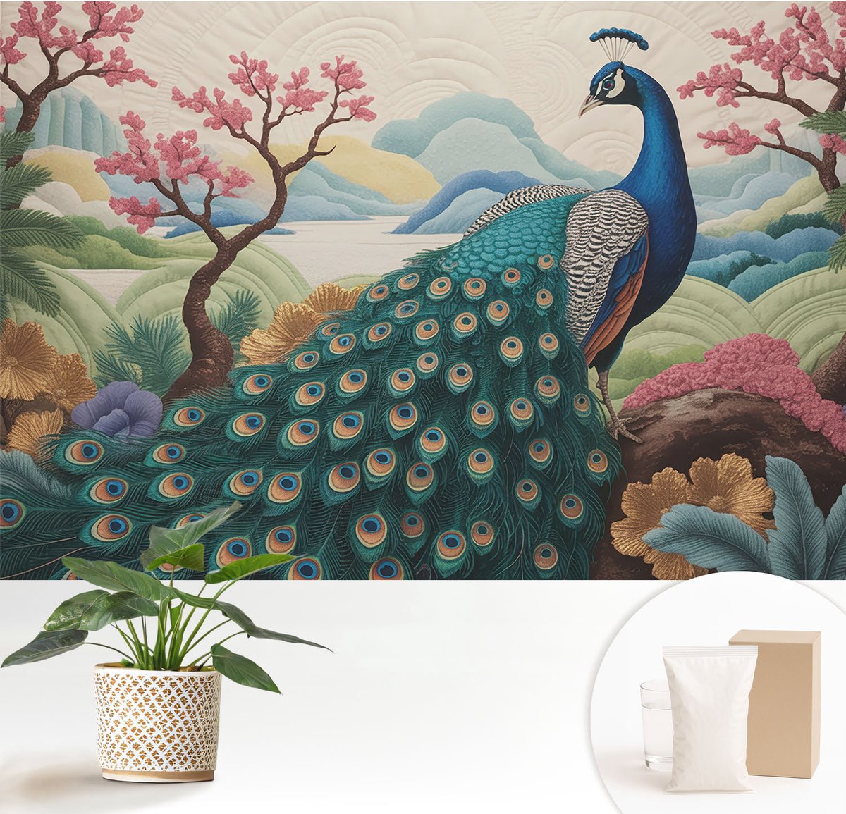Wallfluent Fotobehang - Groente Vliesbehang - 152x104 cm - Exotische Schoonheid Fotobehang Vlies - Woonkamer behang Dieren - Muurschildering - Woonkamer behang