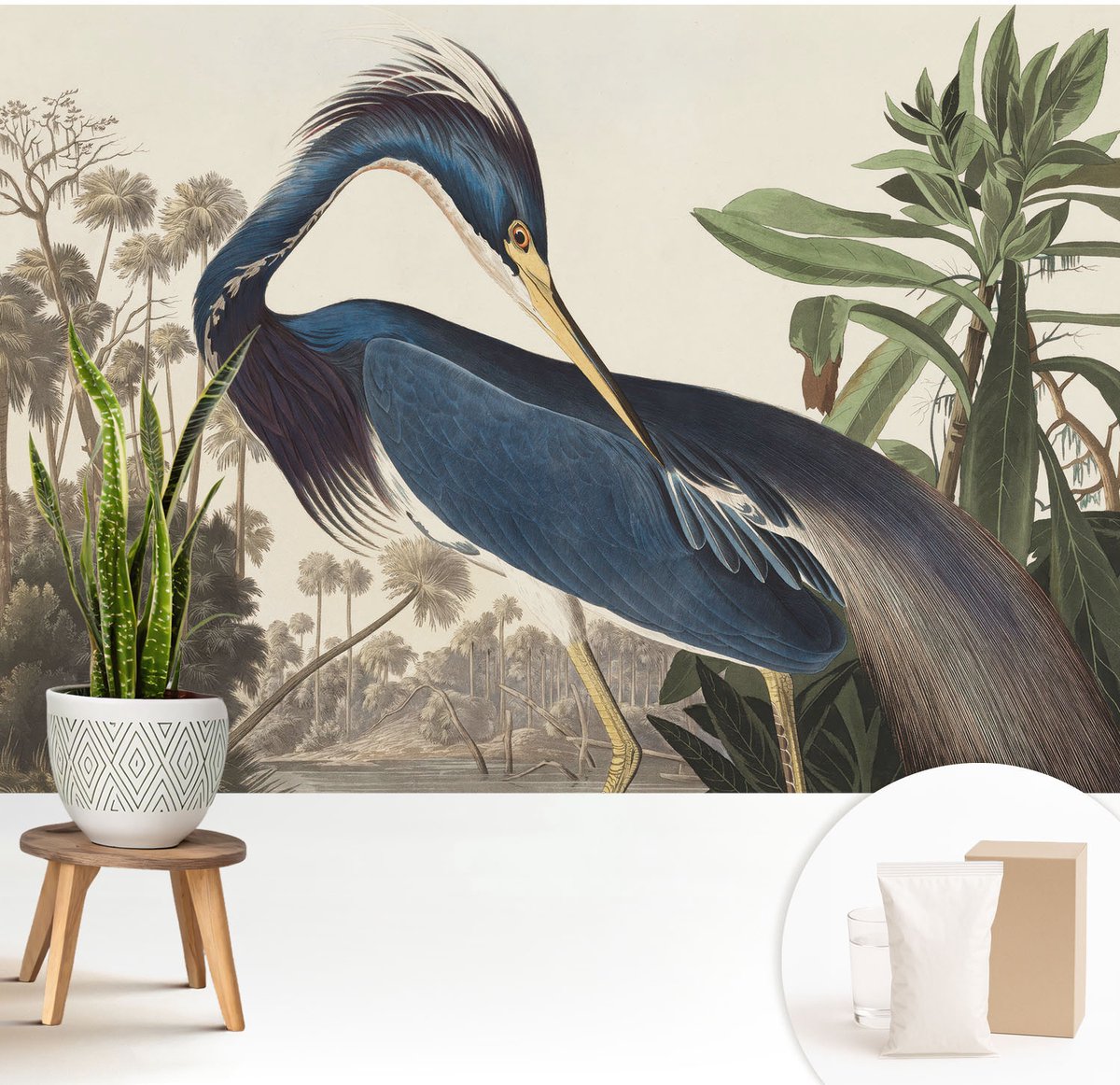 Wallfluent Fotobehang - Blauw Vliesbehang - 208x146 cm - Exotische Natuur Muurschildering - Gang behang Dieren - Fotobehang Vlies - Gang behang