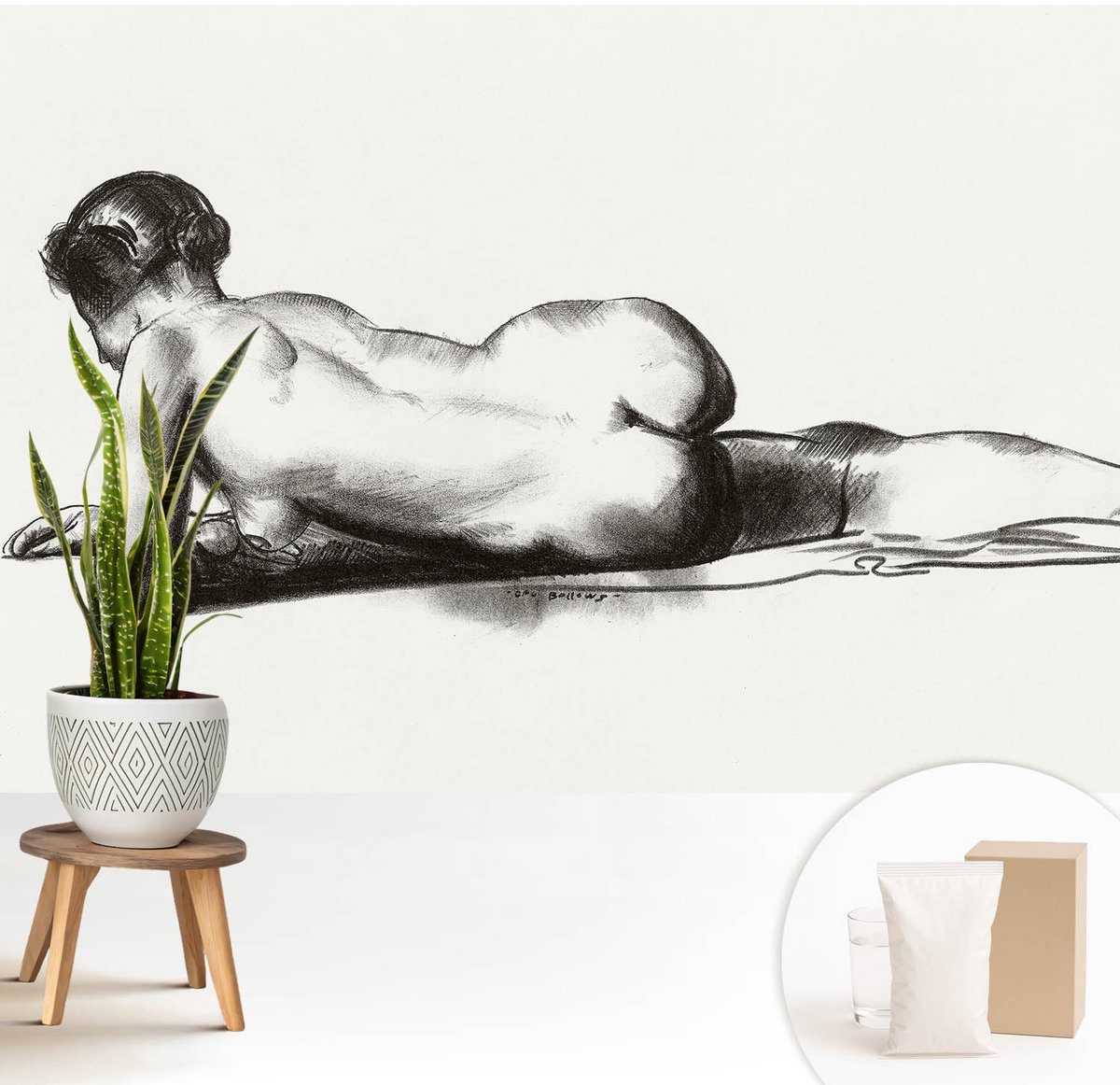 Wallfluent Fotobehang - Wit Vliesbehang - 208x146 cm - Een Subtiele Daad Fotobehang Vlies - Hal behang Deel - Muurschildering - Hal behang