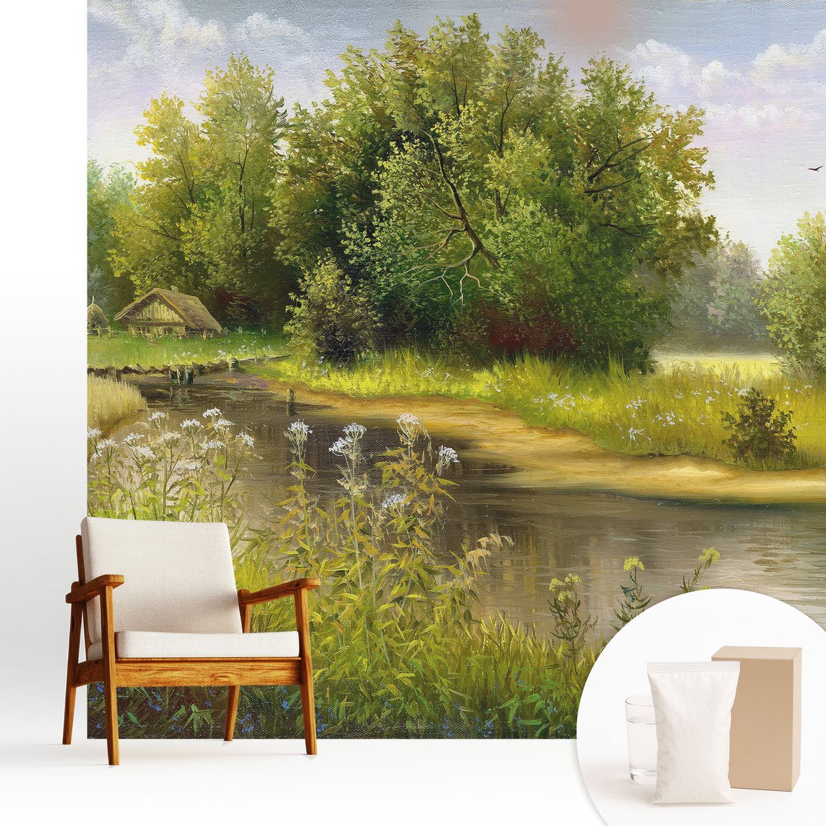 Wallfluent Fotobehang - Groente Vliesbehang - 250x250 cm - Landelijk Landschap Fotobehang Vlies - Woonkamer behang Landschappen - Muurschildering - Hal behang