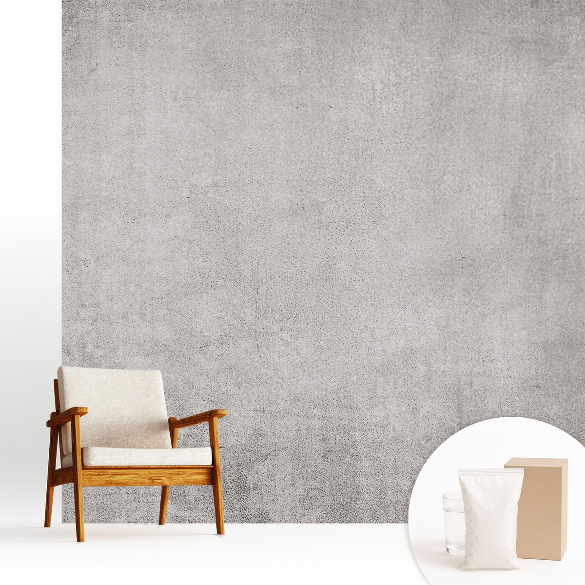Wallfluent Fotobehang - Grijs Vliesbehang - 250x250 cm - Betonpatroon Fotobehang Vlies - Woonkamer behang Texturen - Muurschildering - Hal behang