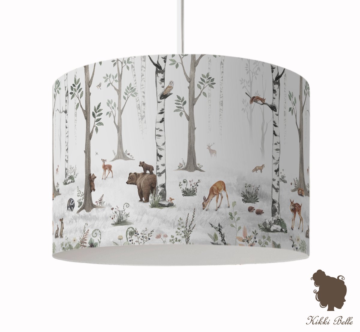 Hanglamp White Forest Kikki Belle-lamp-kinderkamer-bosdieren-incl pendel-snoer-E27