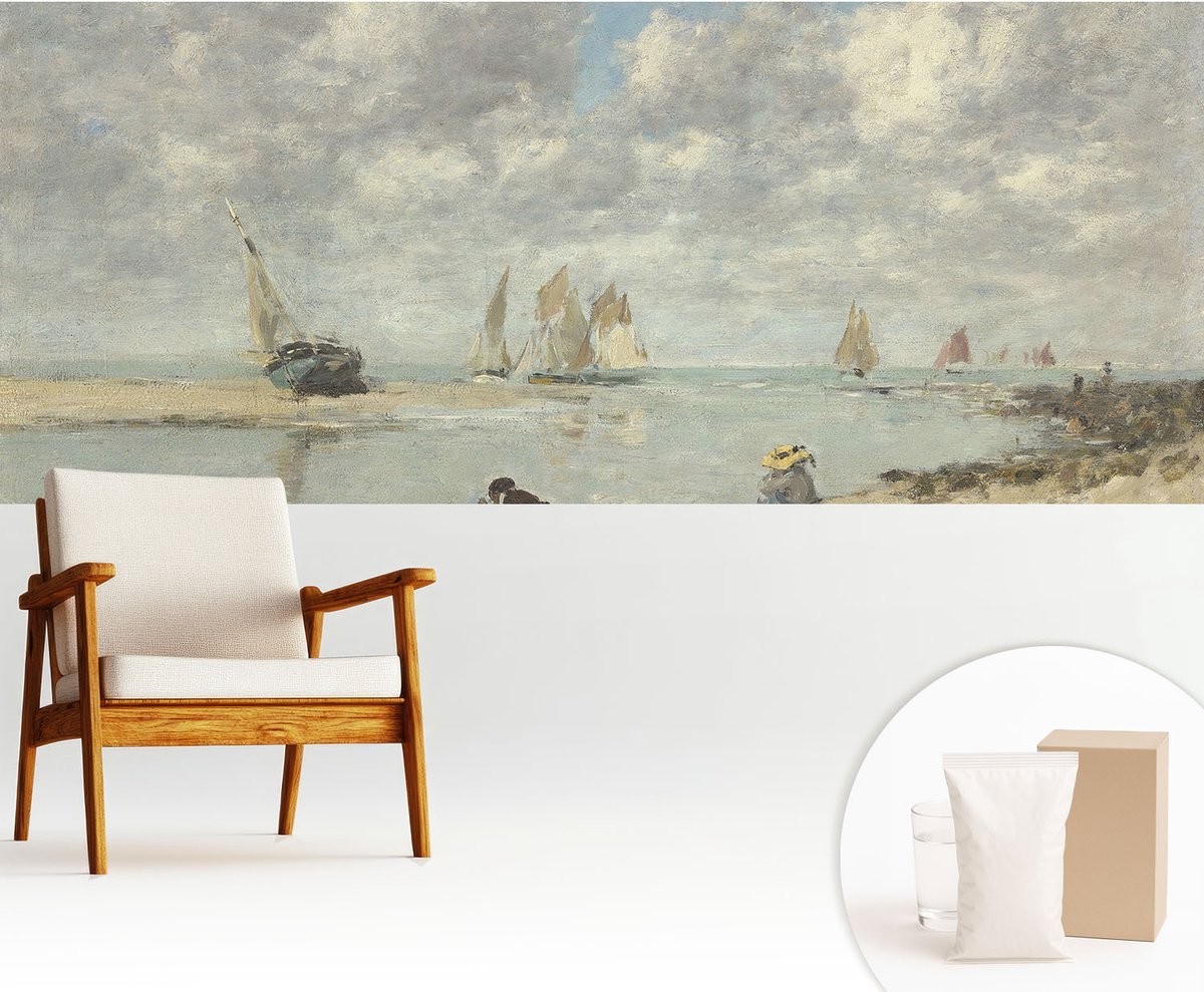 Wallfluent Fotobehang - Grijs Vliesbehang - 250x104 cm - Zeegezichten Fotobehang Vlies - Hal behang Landschappen - Muurschildering - Hal behang