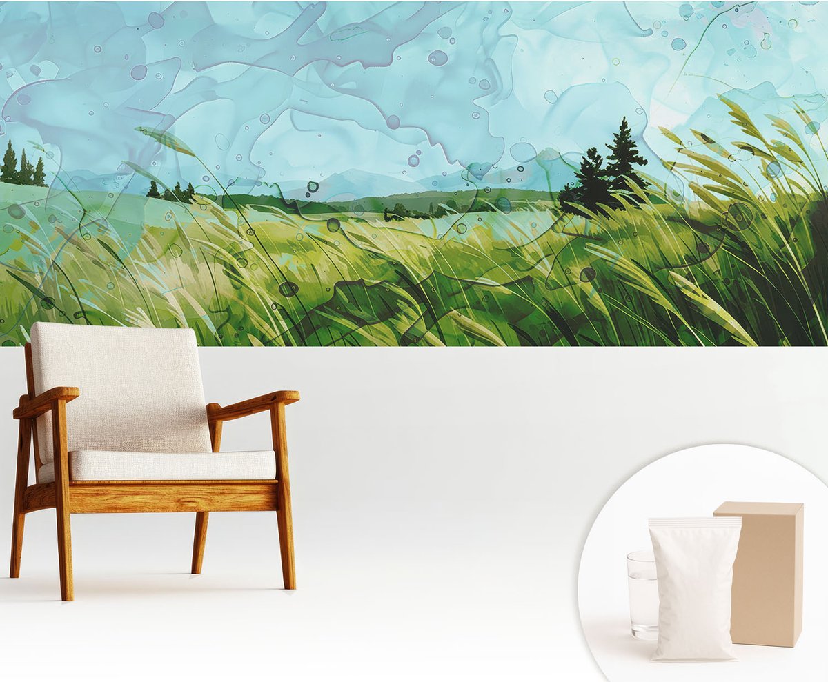 Wallfluent Fotobehang - Groente Vliesbehang - 250x104 cm - Groene Landschappen Muurschildering - Slaapkamer behang Landschappen - Fotobehang Vlies - Gang behang