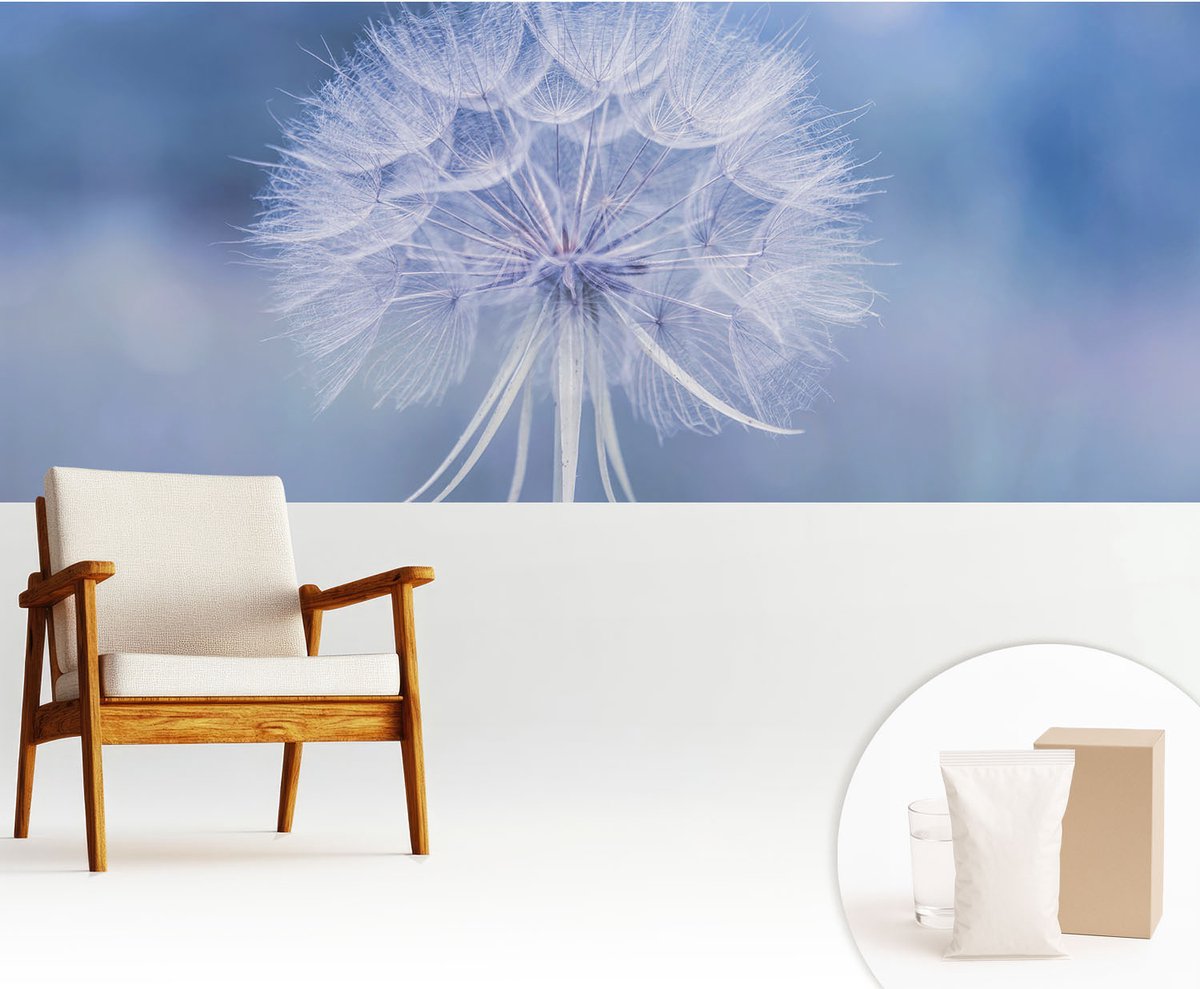 Wallfluent Fotobehang - Blauw Vliesbehang - 250x104 cm - Blauwe Delicatesse Muurschildering - Gang behang Bloemen En Planten - Fotobehang Vlies - Slaapkamer behang