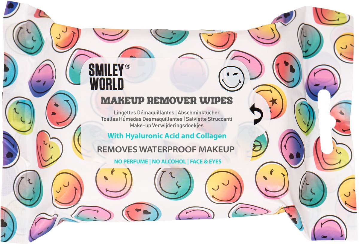 SmileyWorld® Make-up Remover Doekjes – Hyaluronzuur & Marine Collageen 25x4