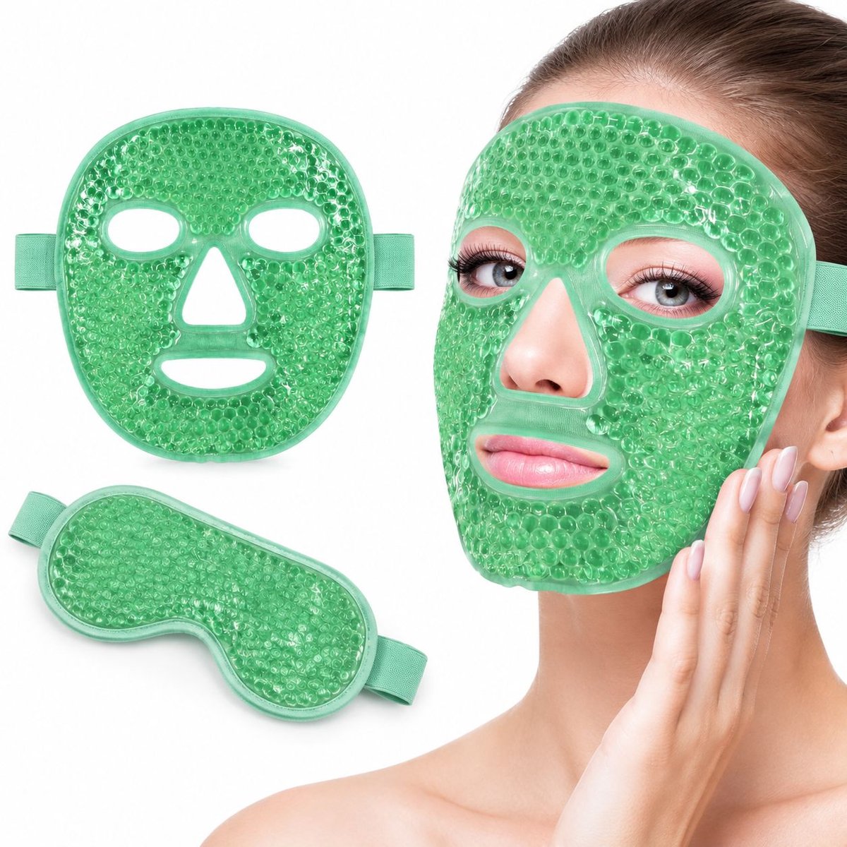 VHV - Verkoelend oogmasker - 2 stuks - Warm en koud gezichtsmasker - Warm en koud gebruik - Groen - Gel oogmaskers - Slaapmasker - op kantoor