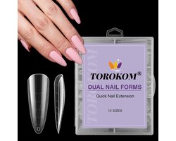 TOROKOM 120 PCS Clear Dual Nail Forms System, Full Cover Nail Mold Tips for Acrylic Nail Extension - ShopVlot