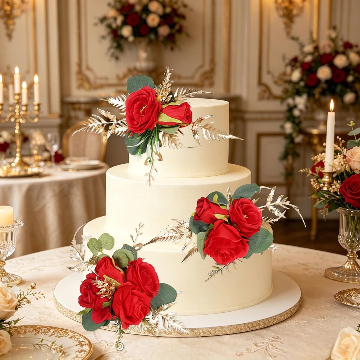 traditionele bruidstaartbloemen als taartfiguren rozen - taartfiguren rozen voor taartversiering kunstbloemen voor - ShopVlot
