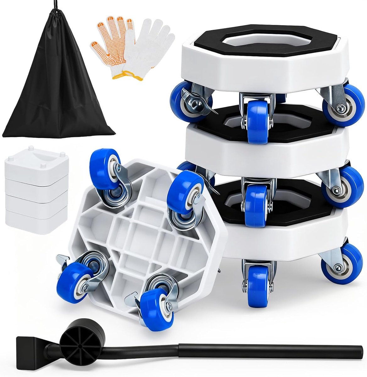 Meubelverhuizer Set met 4 Wielen - 360° Draaibare Wielen - Tot 400kg Laadvermogen - Eenvoudig Zware Meubels Verplaatsen - ShopVlot