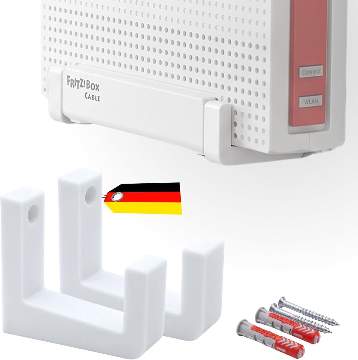 Wandhouder voor FritzBox 6690 Cable 6590 6591 voor AVM FritzBox kabelrouter - incl. bevestigingsmateriaal - ShopVlot