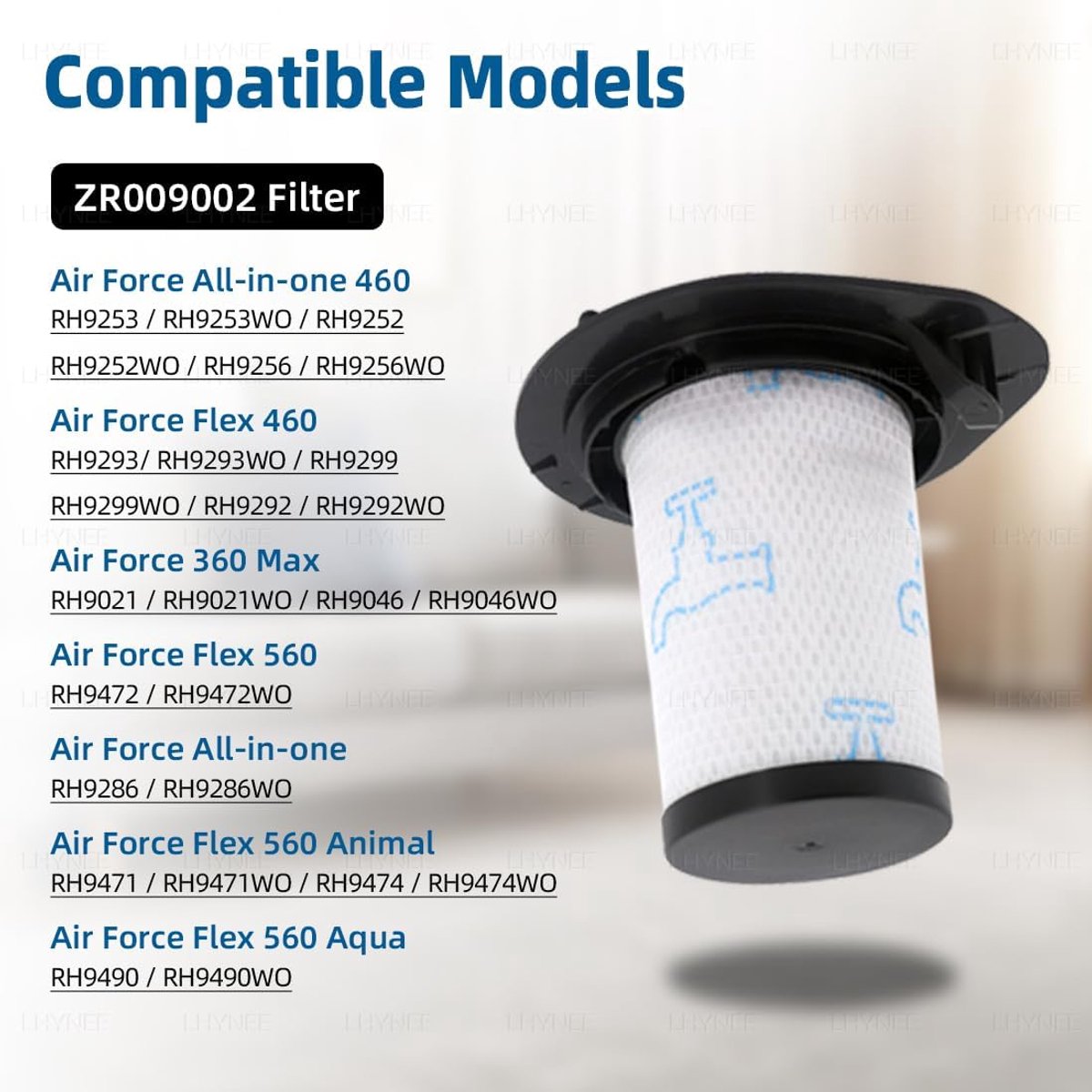 Compatibel met Rowenta Air Force 460, Rowenta ZR009002, stofzuigerfilteraccessoires compatibel met Air Force 460 All In One RH92 en 560 Flex RH94