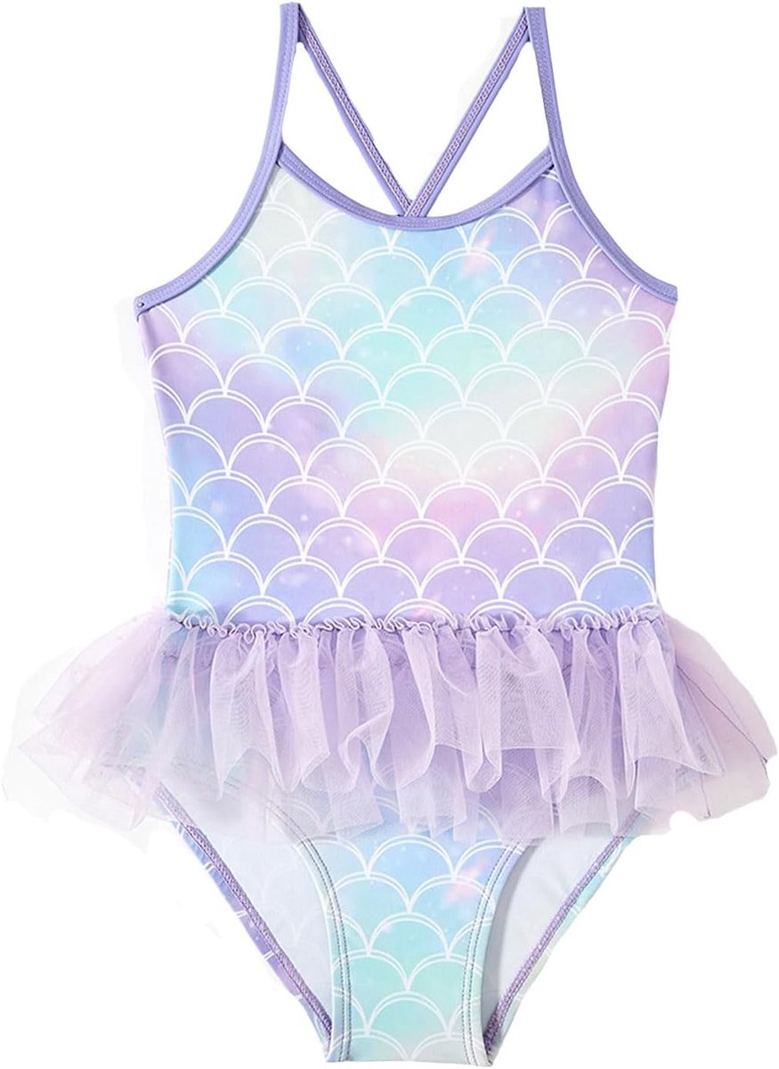 Badpak voor meisjes, kinderen, 2-delig, bikini, bloemen, ruches, uv-bescherming, zonwering, strand, zwembad, zwemmen, zomer, vakantie, A7