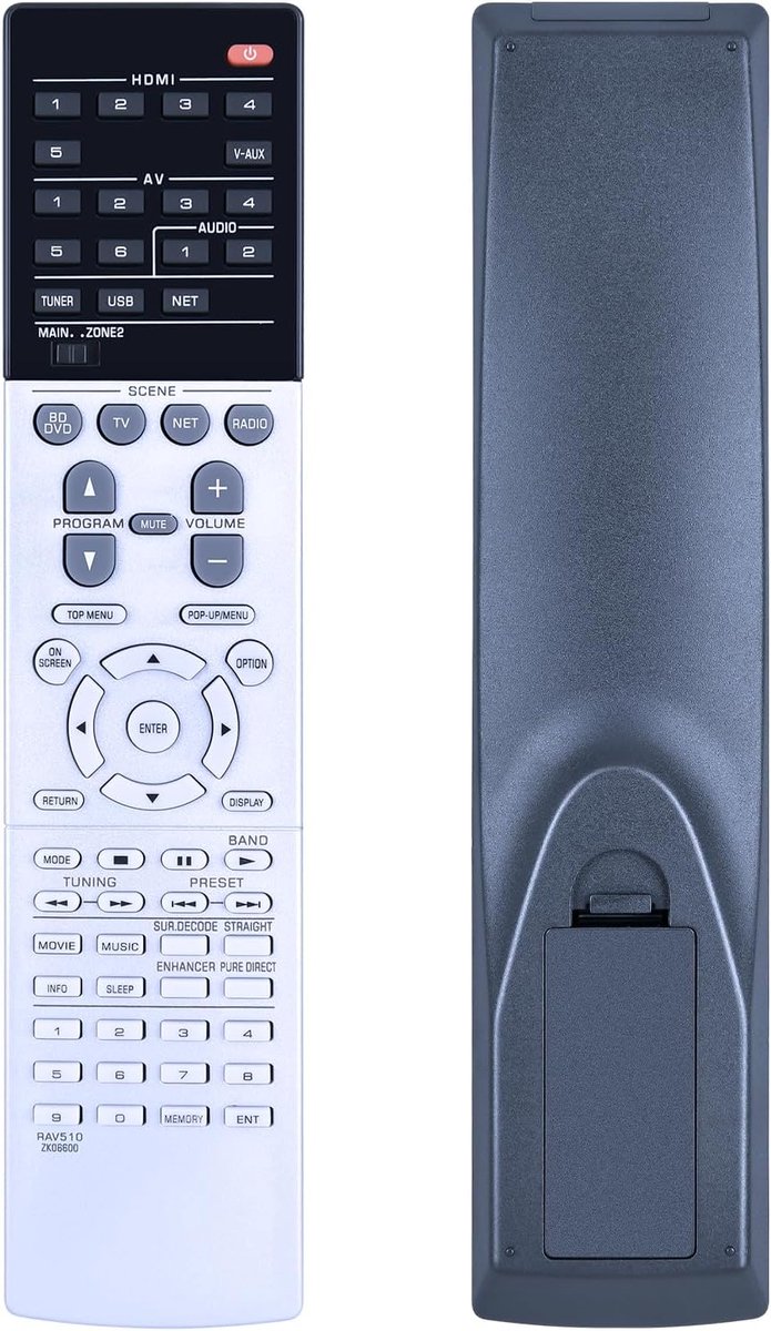 Vervangende afstandsbediening, compatibel met Yamaha ZK06600, ZK066000, RX-A740, RA-V677