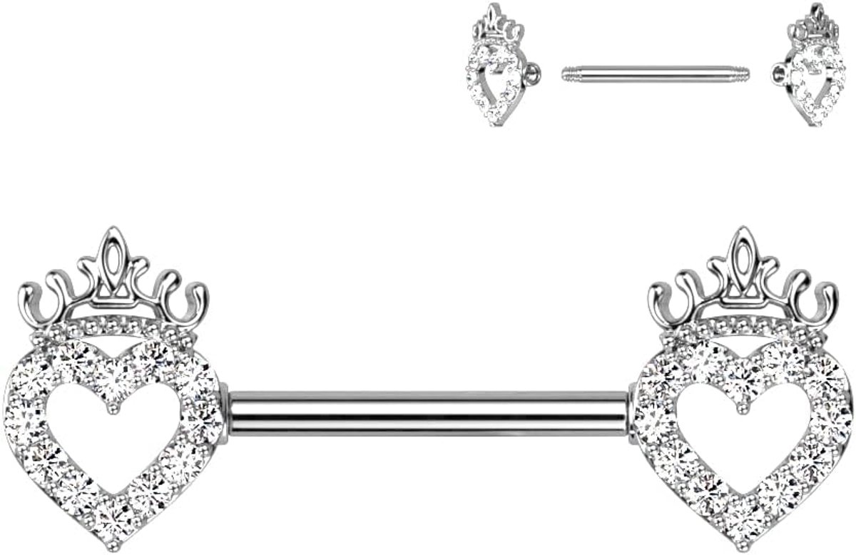 Hollow Heart and Crown – 316L chirurgisch staal – tepelschild