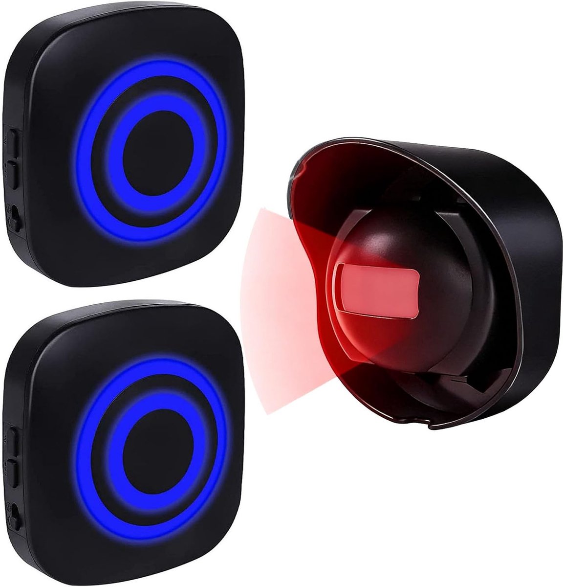 Bewegingsmelder, doorgangsmelder, alarm, kattenbel, draadloze alarmsysteemset met plug in ontvanger en PIR-sensordetector voor kantoor, winkel of thuis