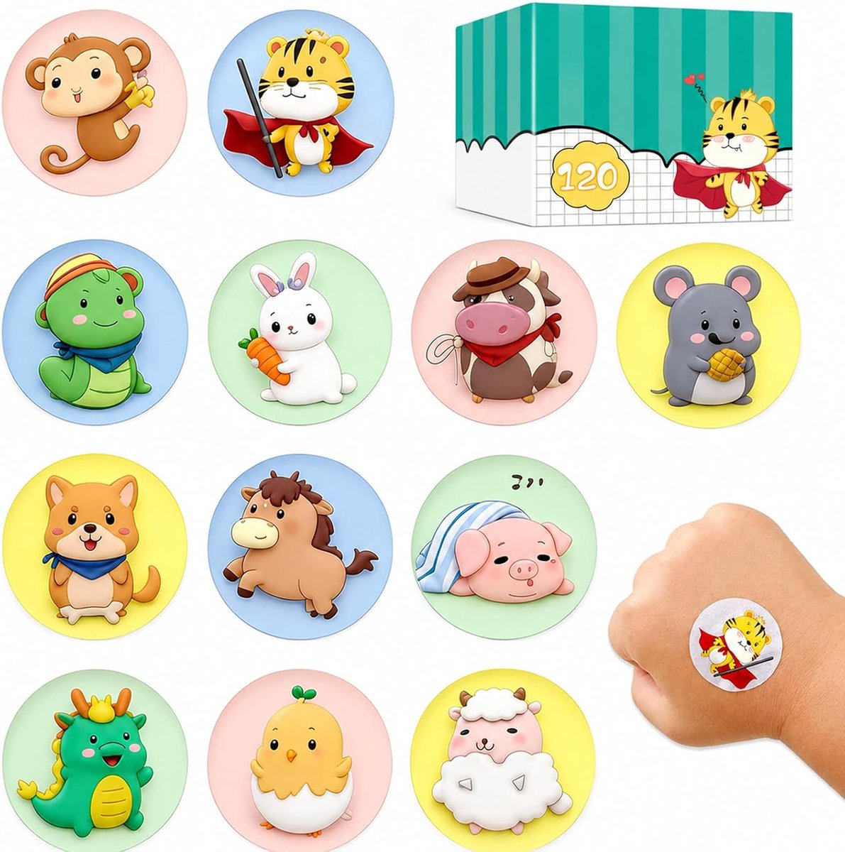Sport pleisters – 120 stuks mini ronde 2,2 cm pleisters voor kinderen | absorberende kern, ademend, geschikt voor kleine verwondingen, dagelijks gebruik en sportactiviteiten