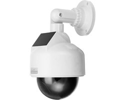 Dummy Speed Dome met zonne-energie: nep-bewakingscamera, dummy camera met rode knipperende led, waterdicht, voor binnen en buiten