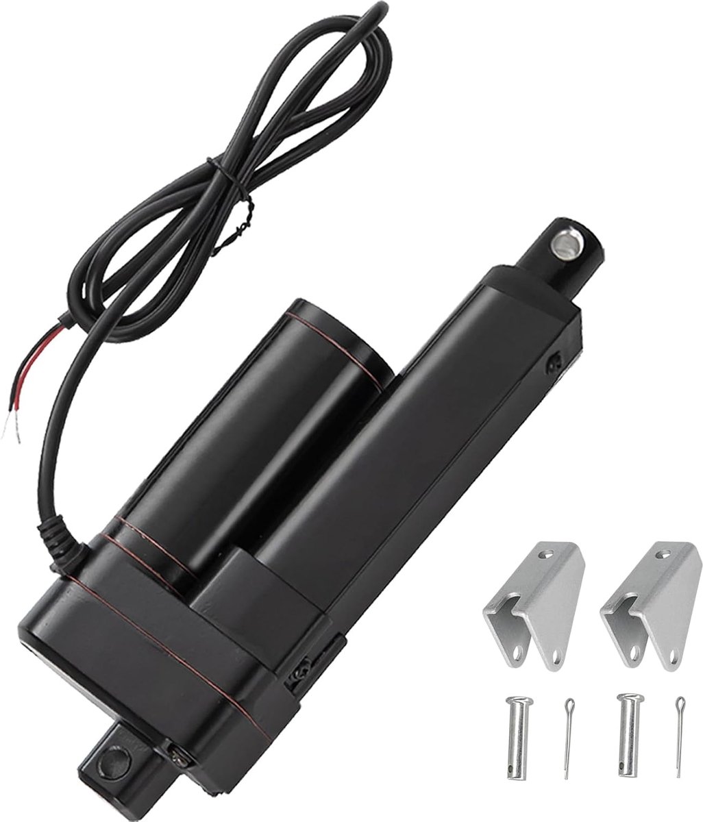 Aandrijving, 12 V, 2000 N, 50 mm, heflengte, IP65 waterdicht, 8 mm/s, lineaire actuator, lineaire techniek-aandrijving, lineaire motor met montagebeugels, voor deuropener
