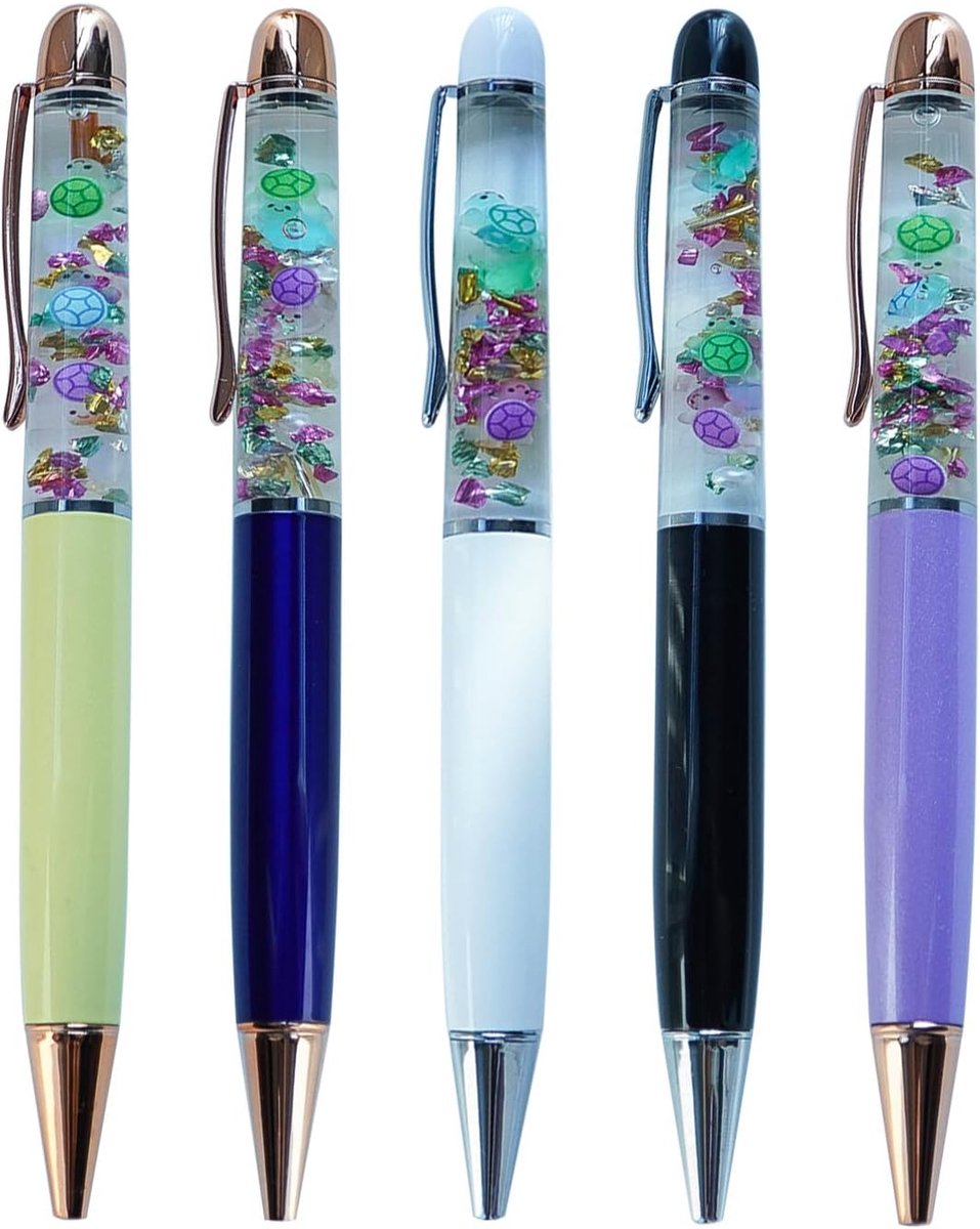 Glow In The Dark Leuke 3D Floater Vloeibaar Schrijven Journaling Kantoor Pen Unieke Geschenken Set van 5 Pennen