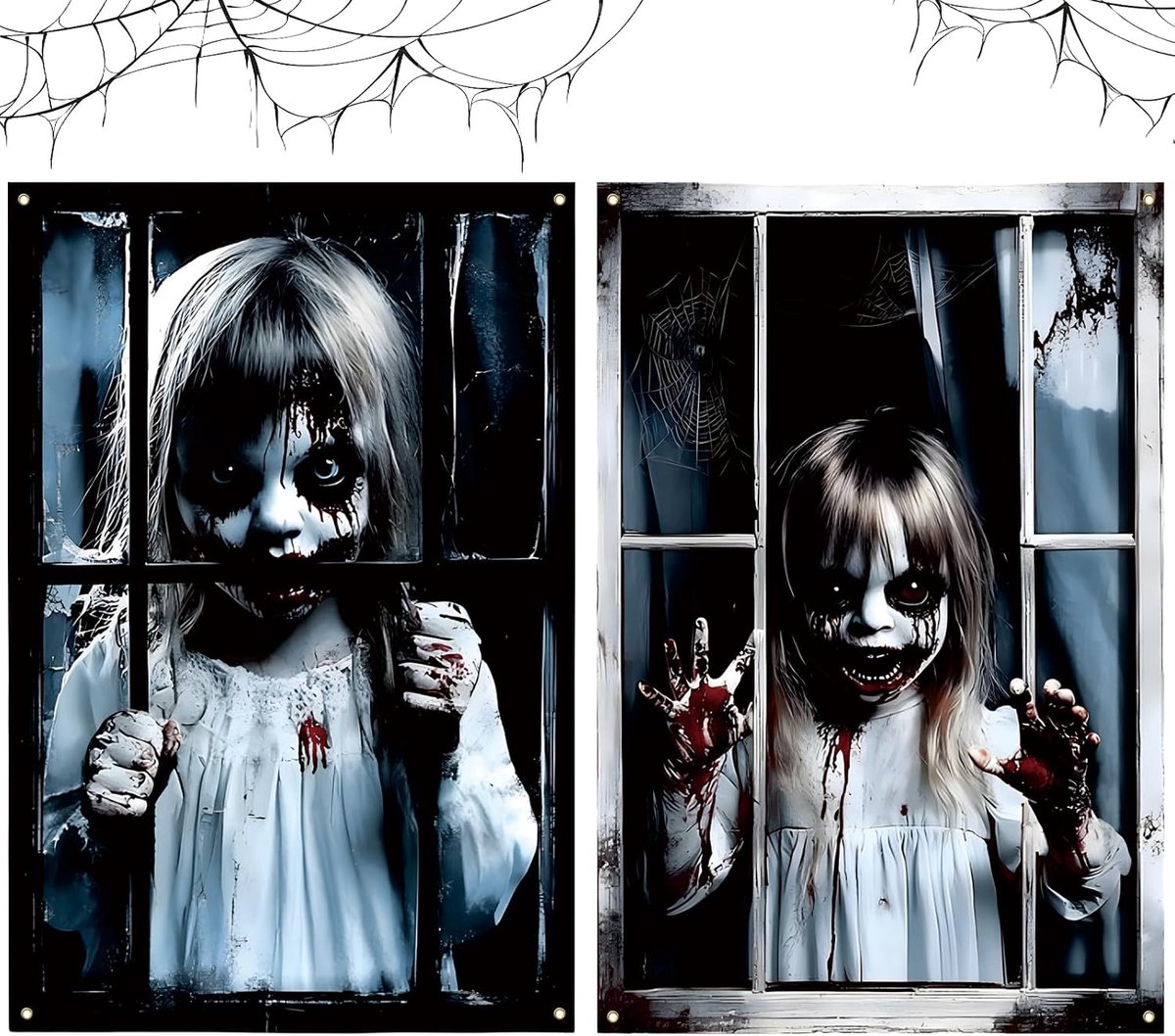 Set van 2 raamafbeeldingen voor Halloween, 80 x 120 cm