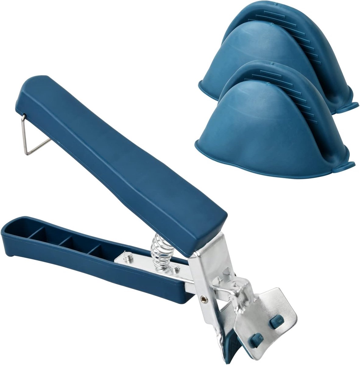 Gripper Clips + siliconen beschermhandschoenen, pan Gripper van magnetron, antislip, bestand tegen hoge temperaturen, voor de keuken, bescherming tegen verbranding