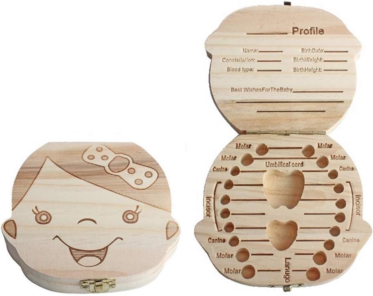 Hout, organizer, aandenken, Mallalah cadeau, geboorte, doop, verjaardag, baby, jongens, meisjes, kinderen, Engelse versie (meisje)