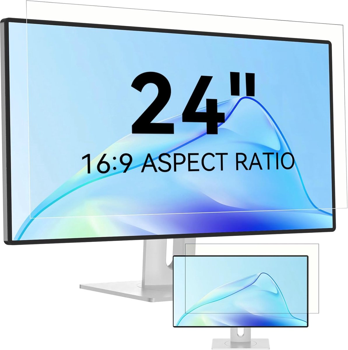 Blauw licht schermfilter voor pc-scherm en monitor, afneembare schermbescherming, anti-reflectie-coating, displaybeschermfolie voor monitor Widescreen Computer (24 inch look 16:9)