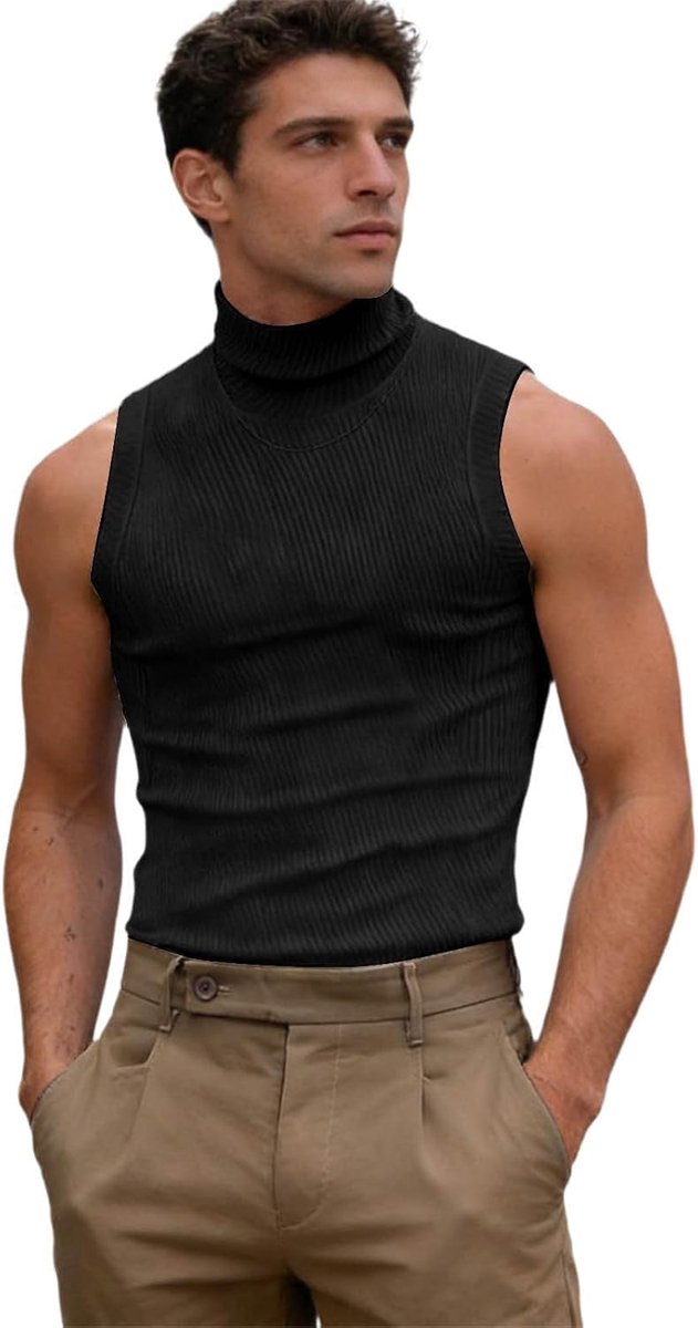 Herenhemd, mouwloos vest, effen, sexy, schoudervrij, gestreept, nachtclubtops